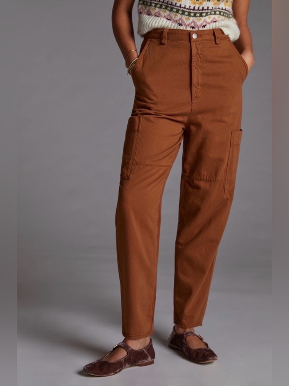 AG Jeans Renn High Rise Utility Barrel Pants Rust Orange Brown Cargo 26